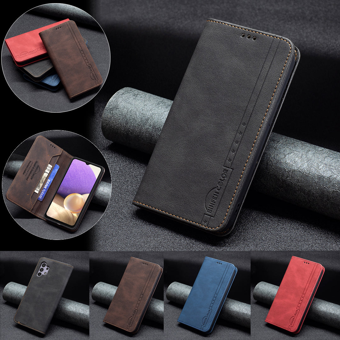 New RFID Magnetic Leather Wallet Flip Case For Samsung