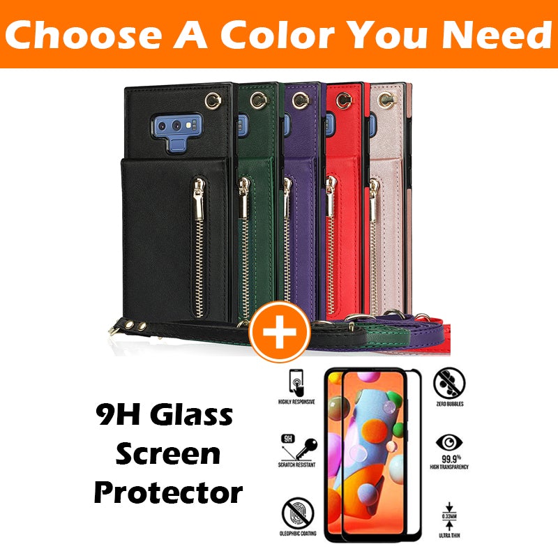 Neue Crossbody-Reißverschluss-Brieftaschen-Handyhülle für Samsung Note9