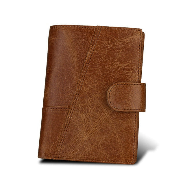 RFID Genuine Leather Card Holder Trifold Men Wallet