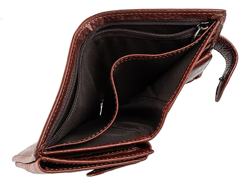 RFID Genuine Leather Card Holder Trifold Men Wallet