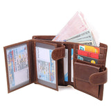 RFID Genuine Leather Card Holder Trifold Men Wallet
