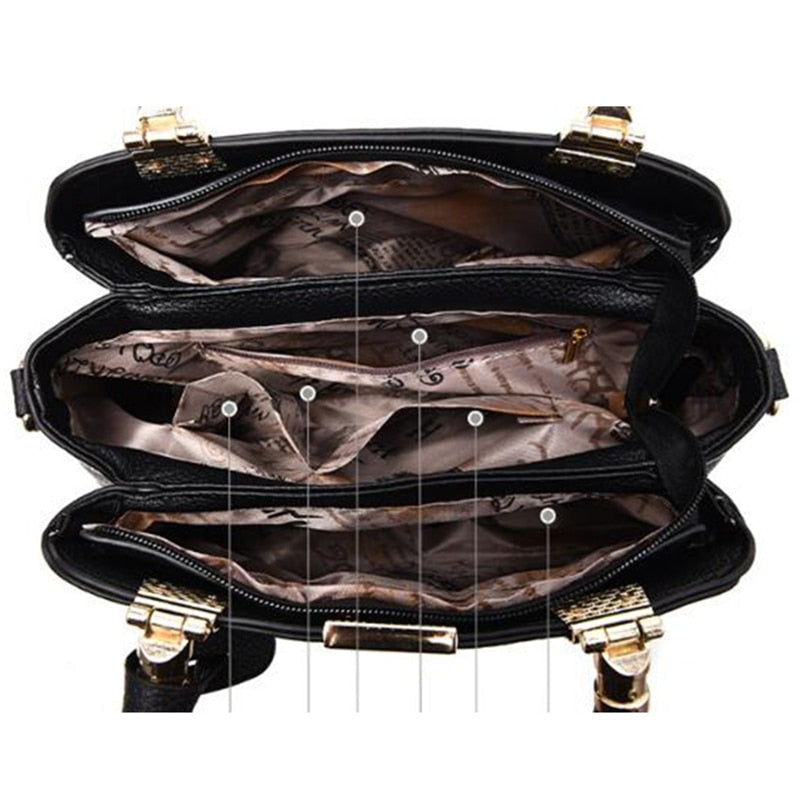 Damen-Handtaschen aus Leder mit Ästen aus Metall