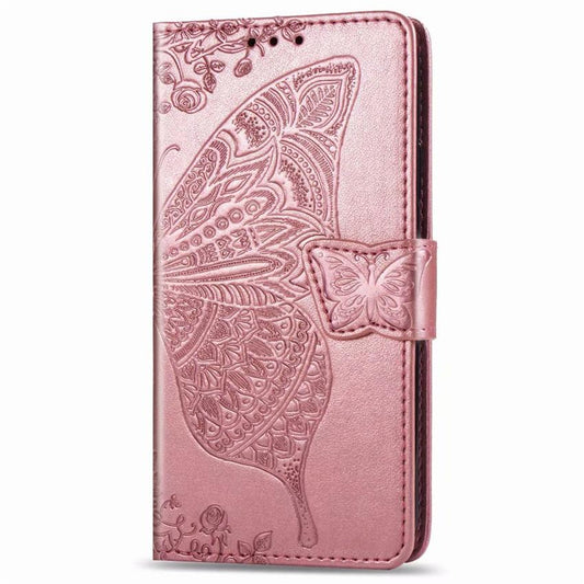 Étui portefeuille à rabat en cuir avec papillon en relief de luxe pour Samsung A02S (EU)