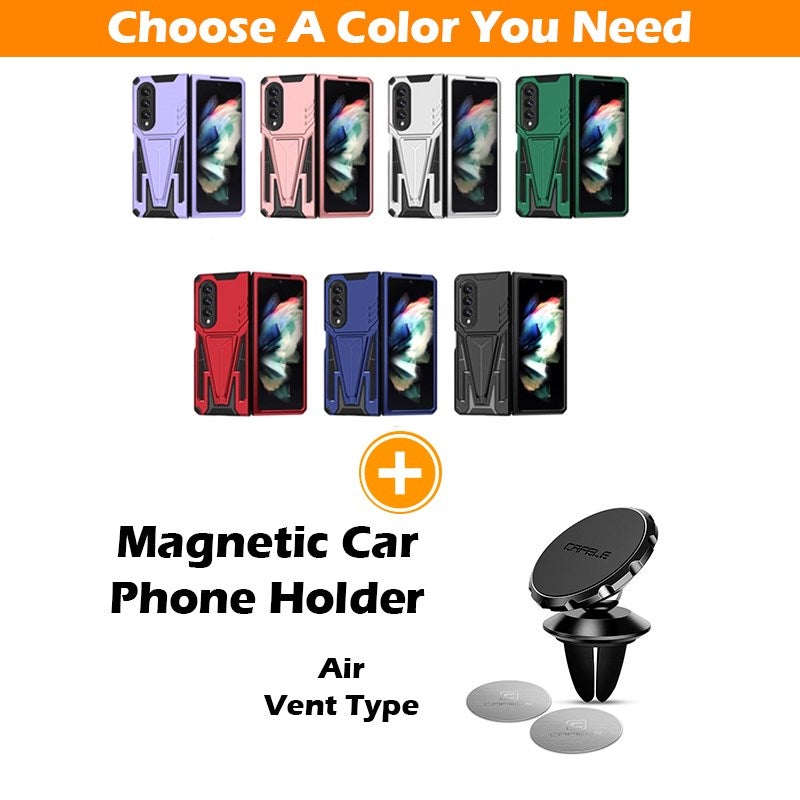 Nouvel Étui de Téléphone Magnétique avec Support d'Armure Extraordinaire pour Samsung Galaxy Z Fold3 5G