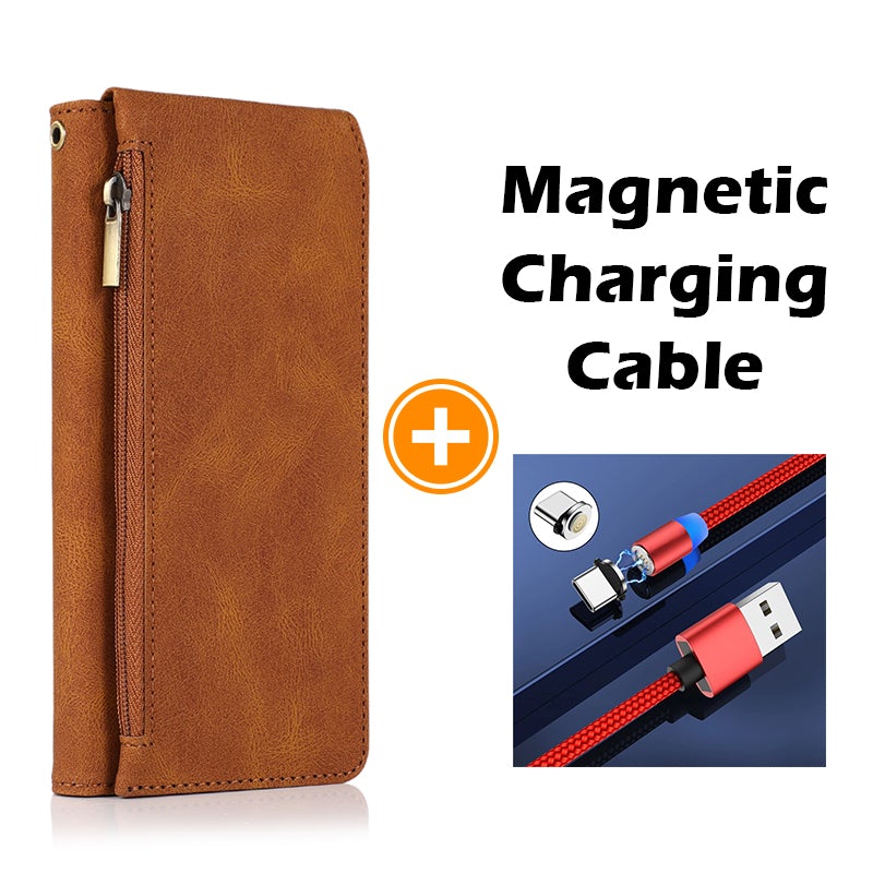 Luxuriöse Lederhülle mit Reißverschluss und mehreren Kartenfächern für Samsung Note20/Note20 5G